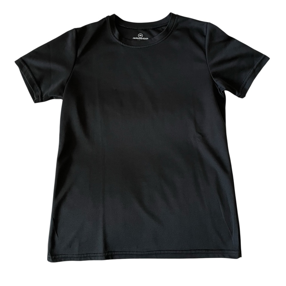 Real Essentials Black Kids Short Sleeve Tee, Size Youth Large